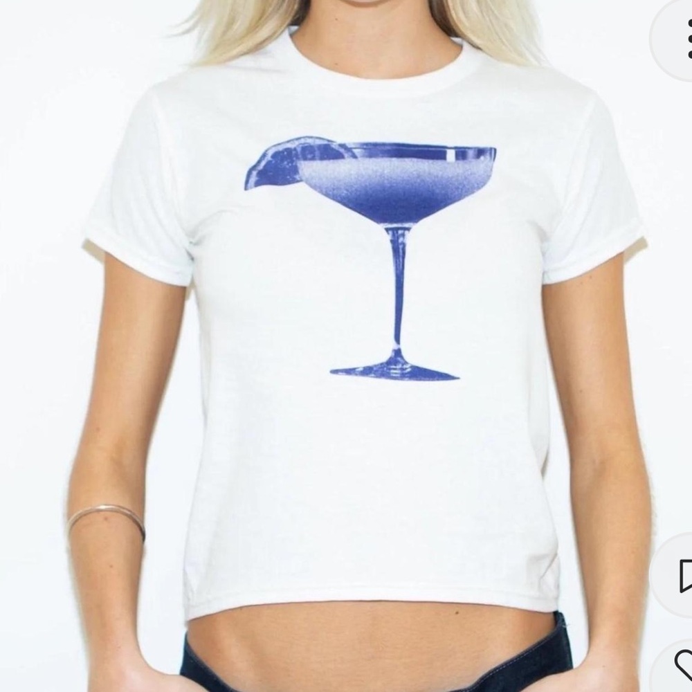In Print We Trust White Martini Baby Tee